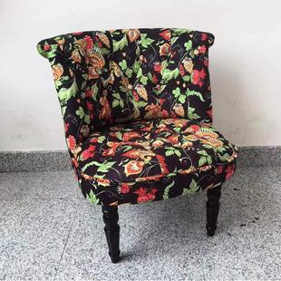 欧式复古单人沙发皮布艺时尚小户型书房卧室电脑椅服装店会所沙发