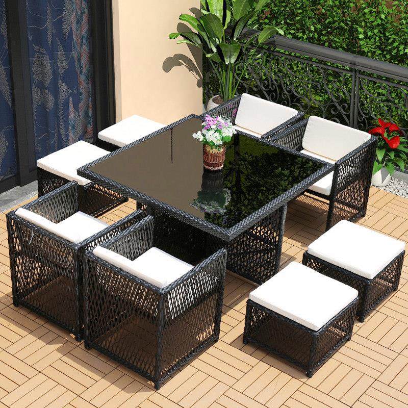 户外桌椅套装露天阳台休闲茶桌椅组合欧式别墅庭院花园沙发藤编椅