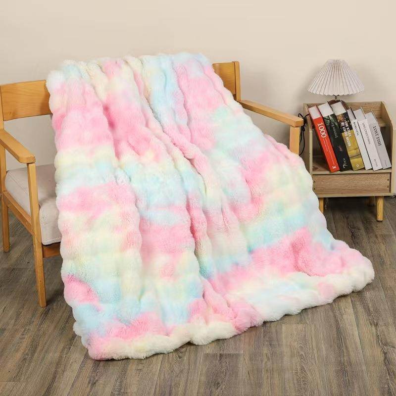 厚款泡泡绒珊瑚绒扎染毛毯秋冬大兔毛扎染毛毯长毛绒沙发盖毯双层,农用物资,其他肥料,淘宝优惠券,粉丝福利购,淘宝优惠卷