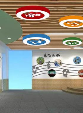 圆形音符方通吸顶灯学校前厅音乐教室吊灯多功能厅白色音乐灯壁灯