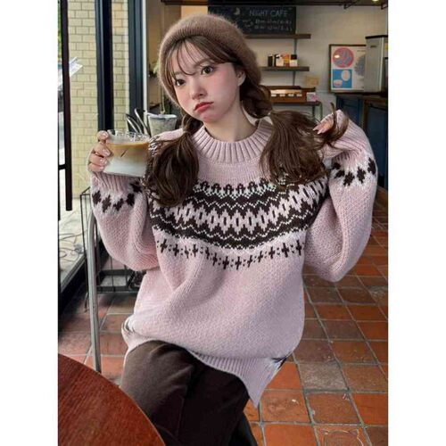 [日本直邮] GRL 北欧菱格针织上衣 品番：gn442