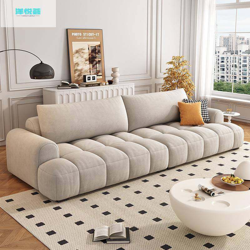 现代简约时尚客厅泡芙布艺沙发大小户型钢琴键奶油风猫抓云朵沙发