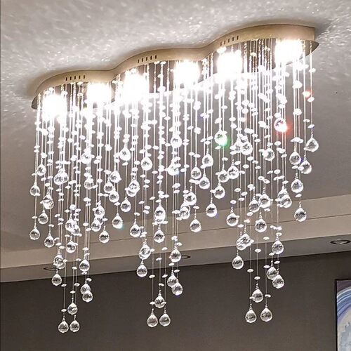 设计师艺术餐厅长条吊灯简约饭厅餐桌灯具高档吧台岛台水晶吸顶灯