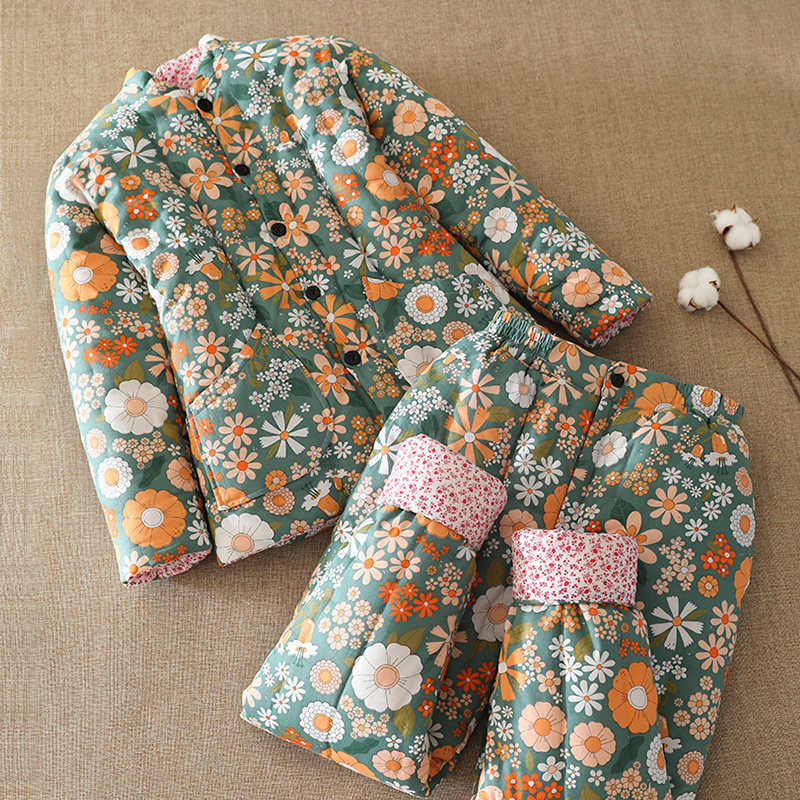 女士纯棉花手工棉衣套装 t 大人保暖棉袄棉裤 成人内穿加厚棉服冬