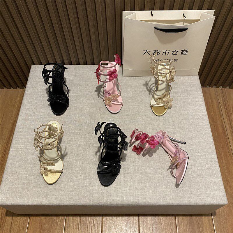 法式名媛风蛇形缠绕细跟凉鞋女2z025夏季新款圆头露趾一字带高跟
