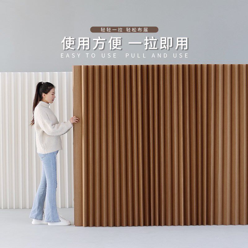 屏风隔断假墙f一房变两房隔板办公室可折叠隔断简易自装背景墙纸