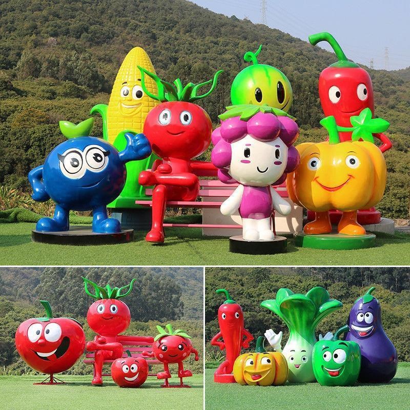 仿真卡通水果蔬菜玻n璃钢草莓南瓜雕塑生态园林农场丰收节装饰摆