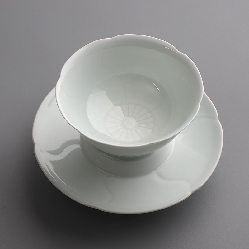 挑雪文人茶器仿宋莲花茶盏大号主人杯湖田窑手Q工雕刻茶艺表演茶