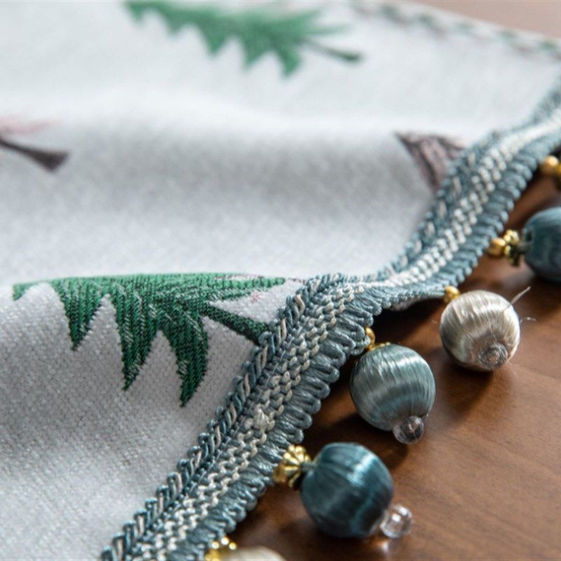 鹿圣诞节桌旗圣诞树餐桌装饰垫布钢琴盖布加厚美式欧式台布桌布垫