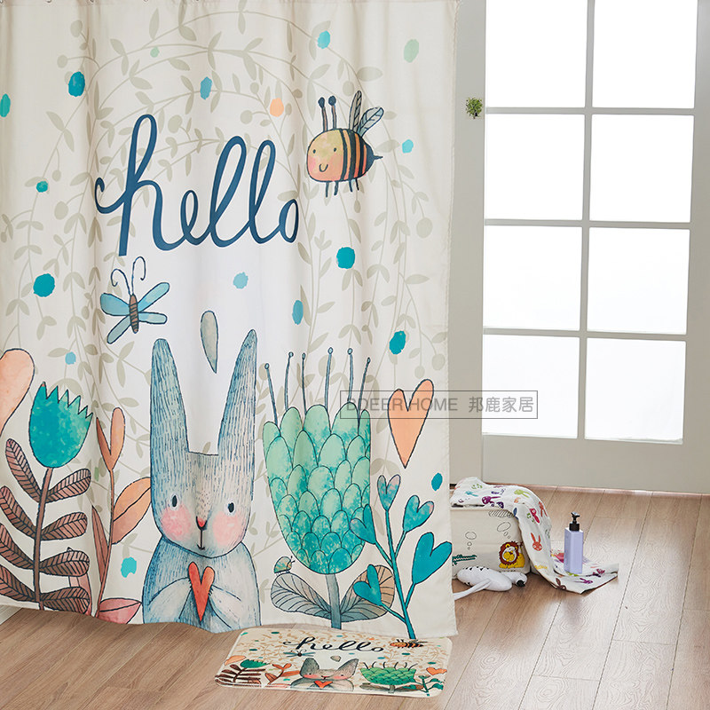 卡通浴帘布防水防霉加厚浴帘套装免打孔儿童房间隔断帘子浴室挂帘,家庭/个人清洁工具,浴帘,淘宝优惠券,粉丝福利购,淘宝优惠卷