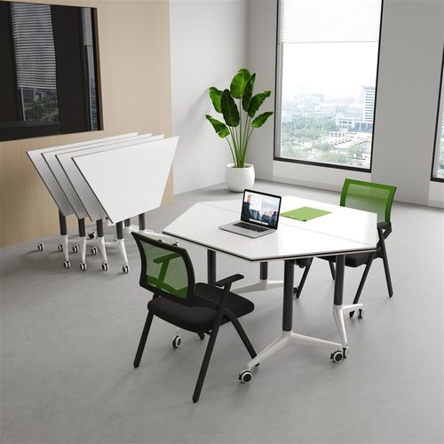 折叠培训桌椅组合拼接长条桌折叠会议桌培训室课桌移动教室办公桌