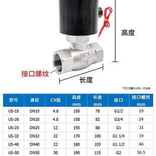 耐高温蒸汽电磁控制阀220V24V不锈钢电动耐高压常闭DN15 20气阀25
