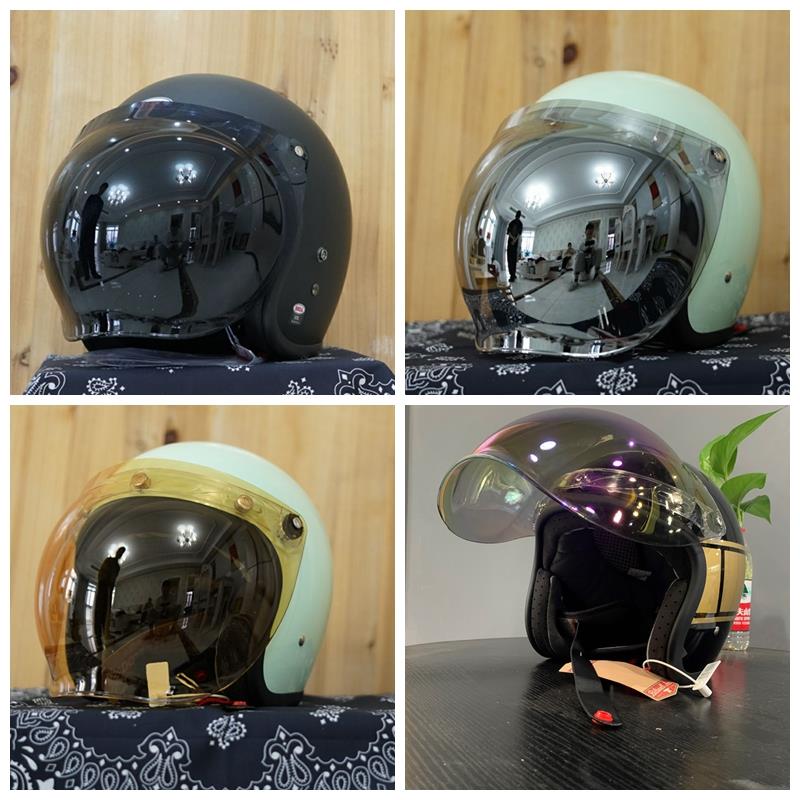 Bell500LS2摩托车复古头半盔防挡风泡泡镜片玻璃面罩电镀银防晒