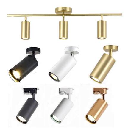 北欧金色明装射灯客厅吸顶式饭厅服装店吧台COB黄铜色LED轨道射灯