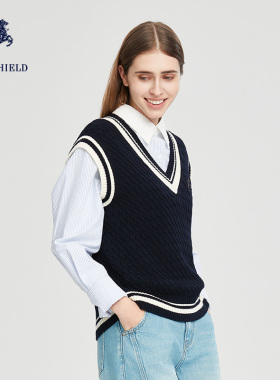 POLOSHIELD女士简约百搭2026春季新款针织马甲V领上衣 6261Z3A311