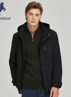 POLOSHIELD男士可拆卸连帽夹克外套春秋休闲通勤百搭男装男女生
