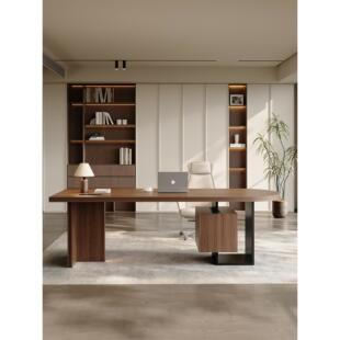 老板桌办公桌椅组合简约现代轻奢高级感总裁桌子办公室实木大班台