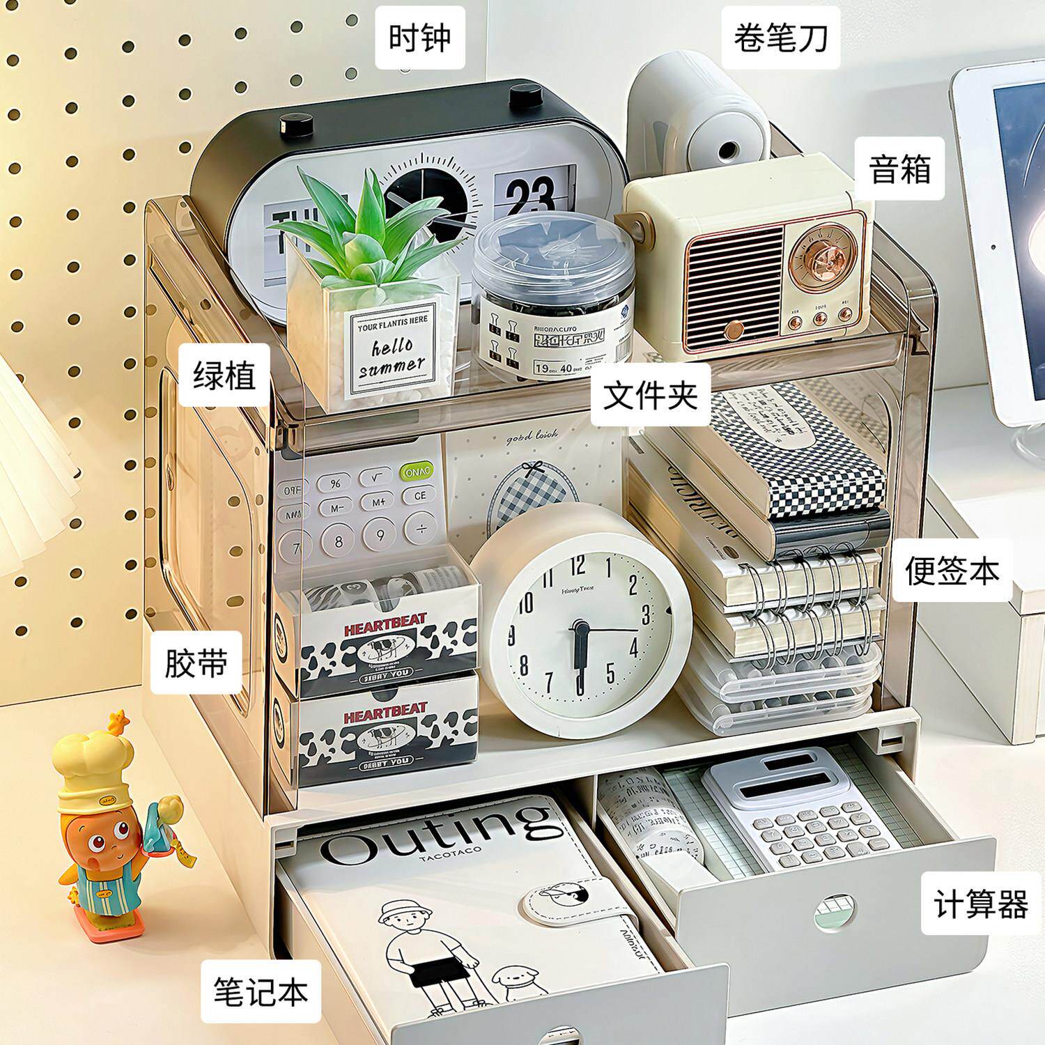 桌面收纳盒办公室整理盒抽屉式分隔杂物文件办公桌台面收纳置物架