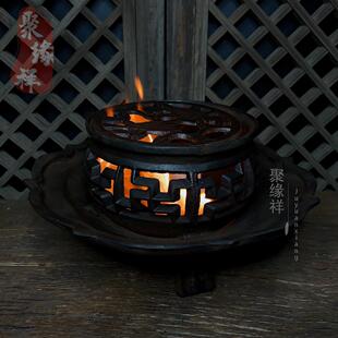户外冬季制茶铁火坑采暖家用木炭炉茶室俱乐部暖酒炉露营式制茶炉