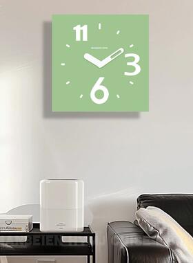 静音挂钟客厅艺术钟表简约时尚家用时钟挂墙表现代绿色方形石英钟