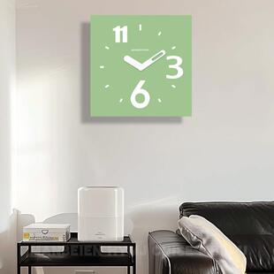 静音挂钟客厅艺术钟表简约时尚家用时钟挂墙表现代绿色方形石英钟