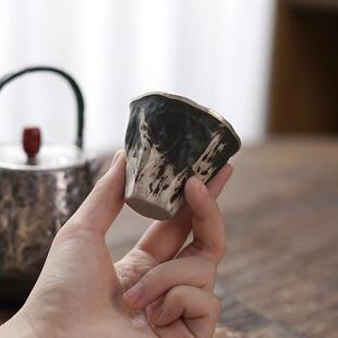 足银999纯手工瓷包银主人杯覆古中式品茗杯功夫茶具家用杯子 雾山