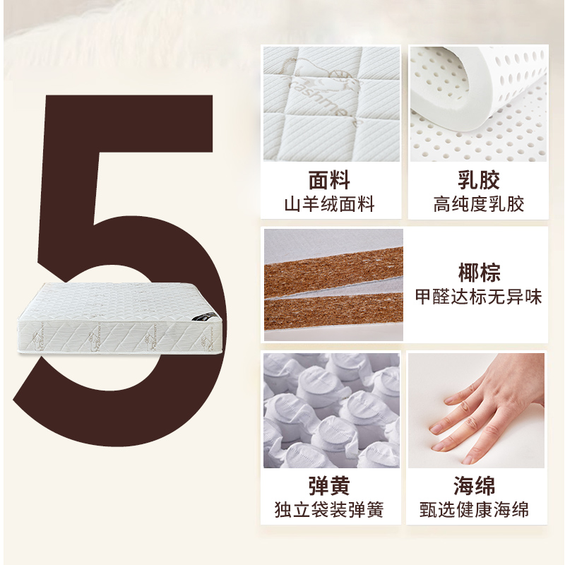 席梦思床垫软垫20cm厚床垫1米5双人床1米8硬垫90x190租房专用