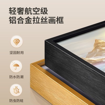 日照金山玄关装饰画奶油风入户正对门挂画手绘油画客厅壁画高级感