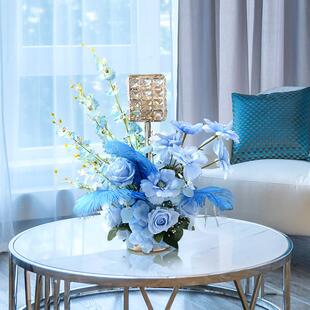 KTV摆台假花包厢装饰仿真花餐桌花摆花客厅茶几台面羽毛花艺摆件