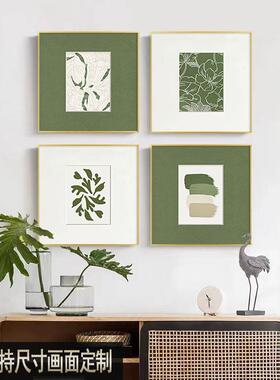 绿色背景墙ins风装饰画 画卧室床头小清新壁画 画北欧原木风正方