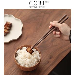 CGBI 防滑公筷家庭筷 日式 黑胡桃木实木筷子高档家用木质餐具套装