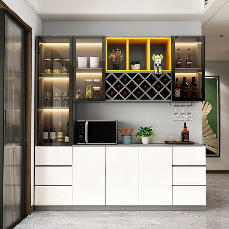 北欧轻奢餐边柜带灯酒柜餐厅橱柜靠墙家用客厅茶水柜碗柜子储物柜