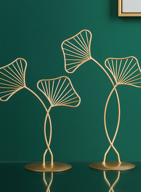 北欧轻奢客厅玄关银杏叶酒柜装饰品摆件家居创意办公室桌面小摆设