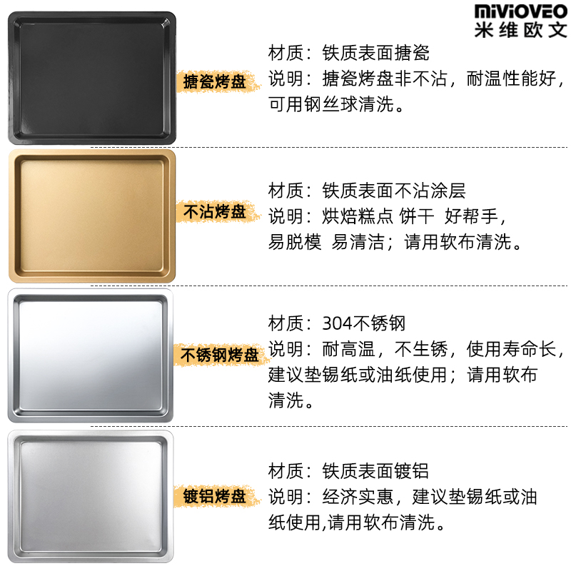 小烤箱不沾烤盘8L/9L/10L升/11L/12升配件不锈钢不粘搪瓷食物托盘