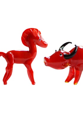 玻璃工艺品动物摆件十二生肖鼠牛虎兔龙蛇马羊猴鸡狗猪装饰品摆设