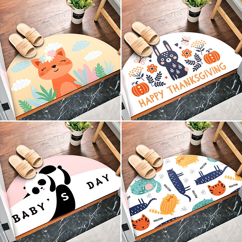 新年半圆地垫门垫进门 卧室卫生间浴室门口垫子吸水地毯防滑脚垫