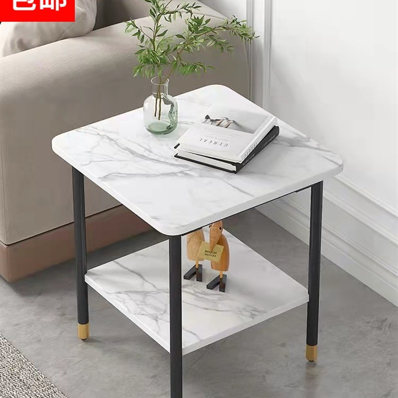 轻奢岩板边几角几沙发边桌侧边柜小户型小方桌客厅欧式高端小茶几