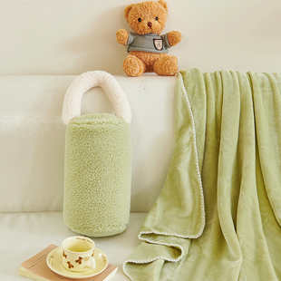 二合一加厚抱枕被毛毯圆形汽车靠垫两用办公室趴睡枕头盖毯