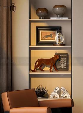 2025轻奢风别墅大平层电视柜壁龛高档摆件意式样板间客厅飘窗软装