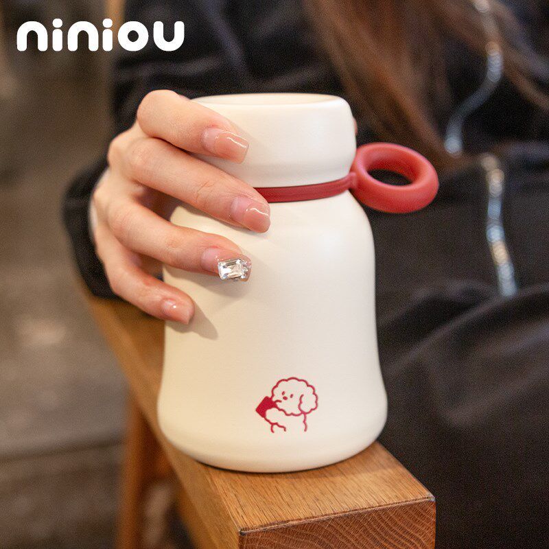 niniou周边丨小狗铃铛磨砂保温杯学生办公小巧mini可爱情侣水杯子