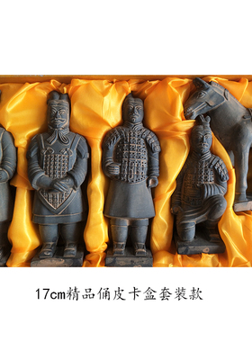 精品黑色陶俑五件套兵马俑彩绘套装摆件西安纪念品陕西特色小礼品