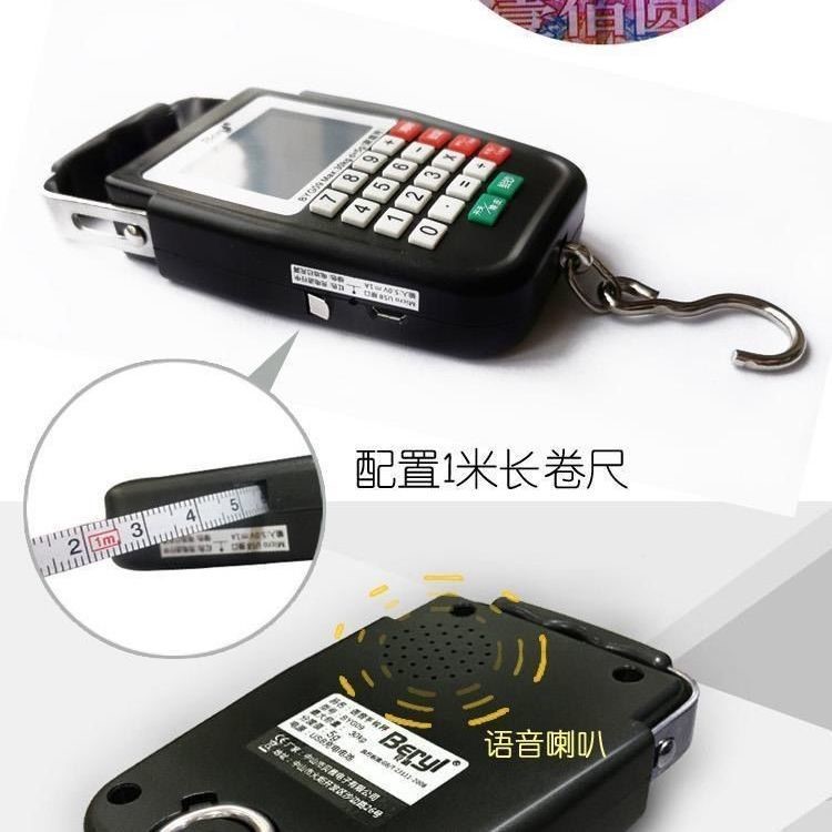 带语音充电计价手提秤带卷尺勾秤快递秤钓鱼称便携钩称买菜秤迷你