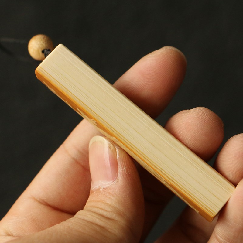 十几年老玉竹东阳名家戚挺飞本工精工留青雕刻印章挂件把件把玩竹