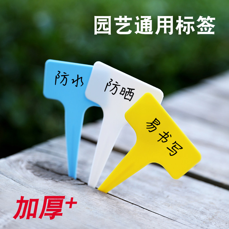 植物标签园艺花卉花盆月季标记卡记号卡多肉标记牌塑料T型插地牌