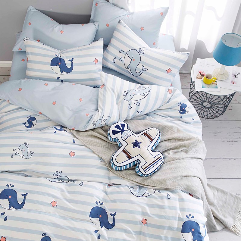 欢乐海洋丨全棉纯棉被套120x150cm床上四件套床单单人宿舍