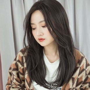 前蕾丝四六分假发女 八字自然局部手工中分长直发全头套