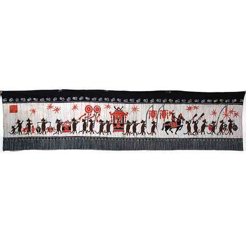 民俗蜡染画老鼠嫁女餐厅客厅背景装饰画布艺挂画特色手工艺品壁画