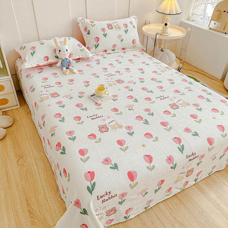 冬季牛奶绒床单单件学生宿舍单人150x200cm加厚珊瑚绒毛毯被单