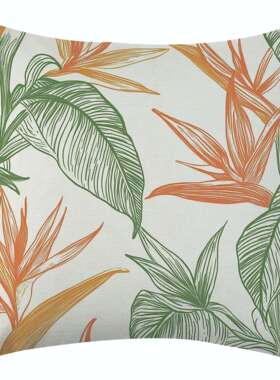 跨境temu新款植物清新北欧ins风亚麻抱枕套 jit 沙发装饰贴标代发