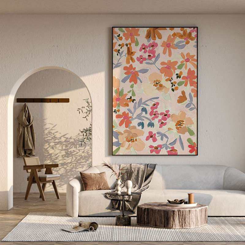 奶油风  现代客厅沙发背景墙装饰画玄关壁画美式田园花朵温馨挂画